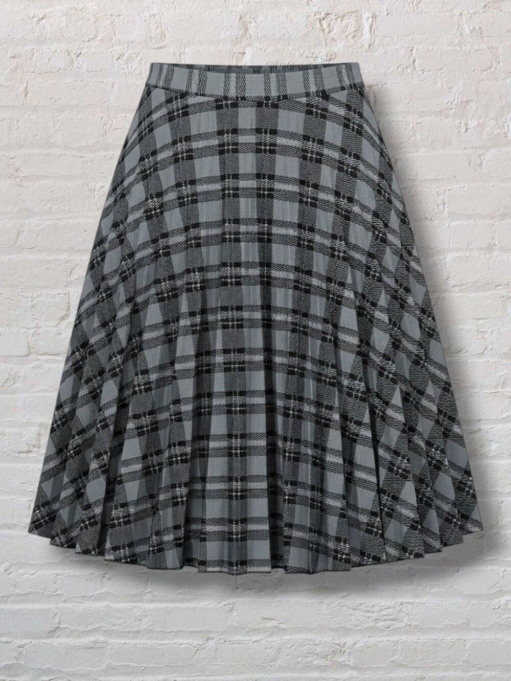 Elizabeth & Nicole Grey Plaid Pleated‎ Skirt